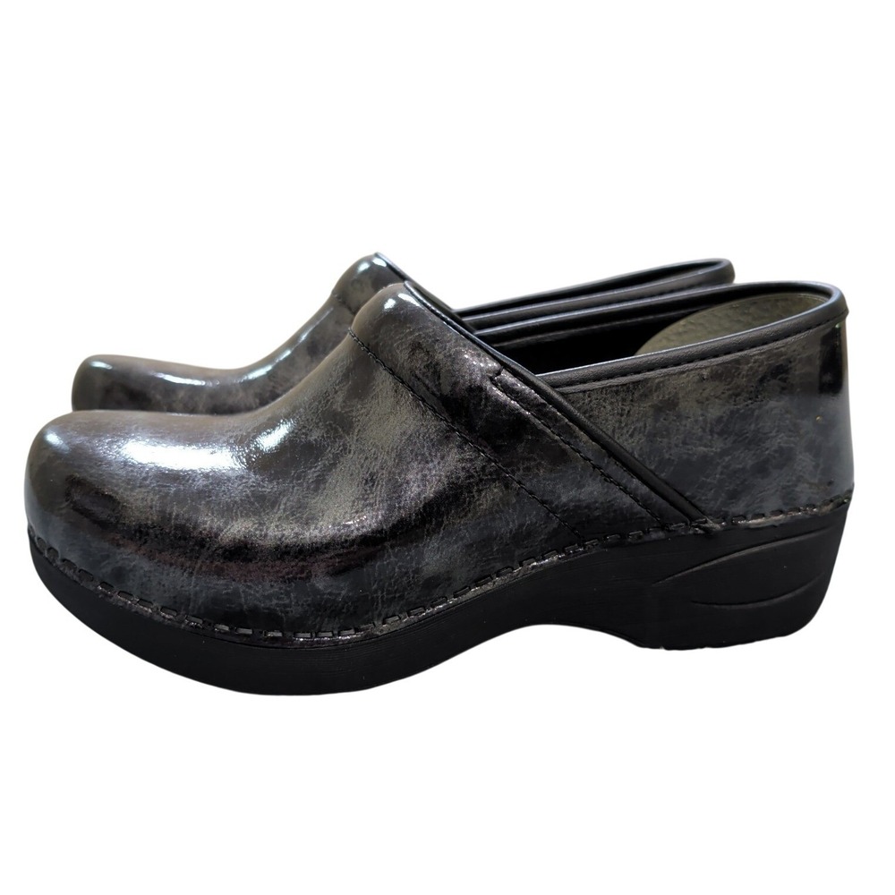 Dansko Women XP 2.0 Clog Sz 36 US 5.5-6 Pewter Marbled Black Patent Comfort Shoe